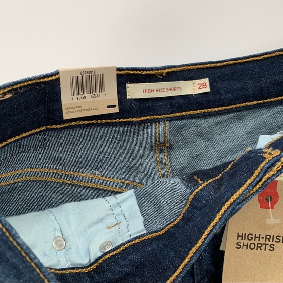 Levi’s High Rise Frayed Hem Denim Shorts Blue 28 - Picture 10 of 11